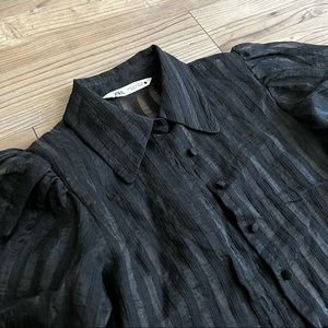 sheer striped blouse